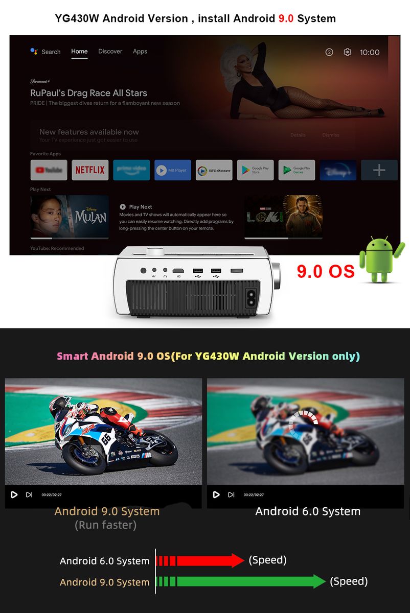 Full HD WiFi Android Smart Phone Projector Projector 1920 X 1080P LED Video Home Cinema 3D Beamer