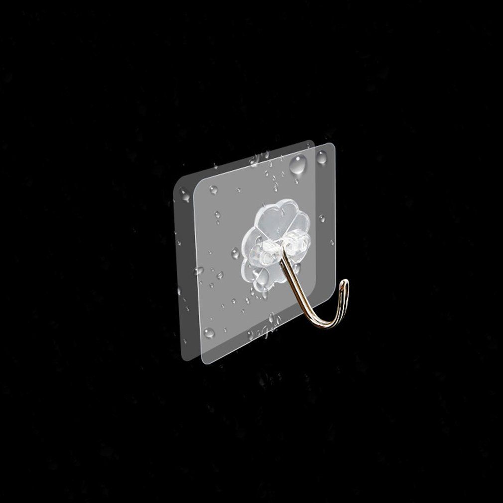 Multi-Purpose Towel Rack Transparent Pasted Hooks Bathroom Kitchen Hanger-transparent