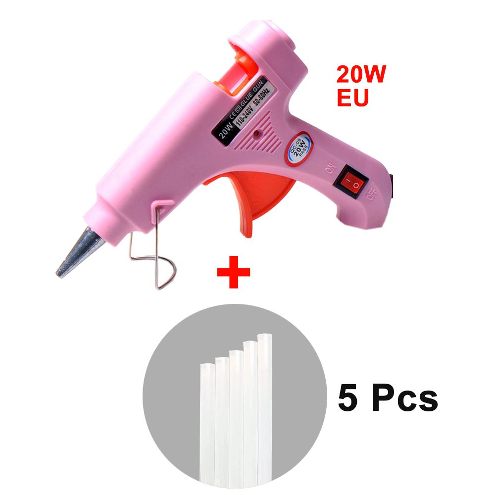 20W Hot Melt  Gun Electric US Plug Copper Nozzle Heater Heating Wax 7mm  Sticks Craft Repair Hobby