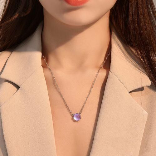 All-Match Jewelry Beautiful Moonstone Necklace, Round Blue
