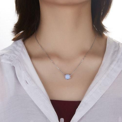 All-Match Jewelry Beautiful Moonstone Necklace, Round Blue