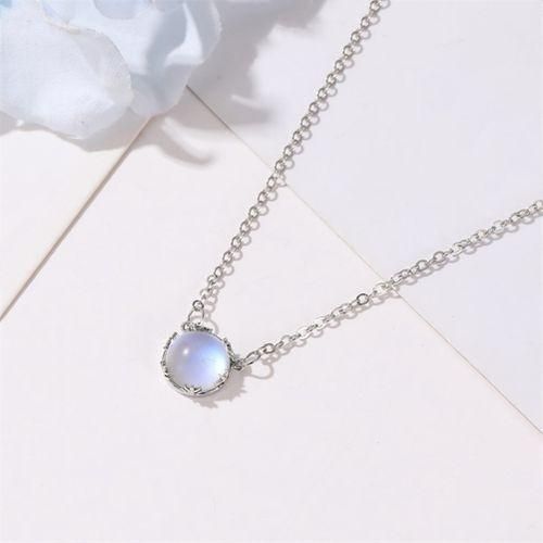 All-Match Jewelry Beautiful Moonstone Necklace, Round Blue