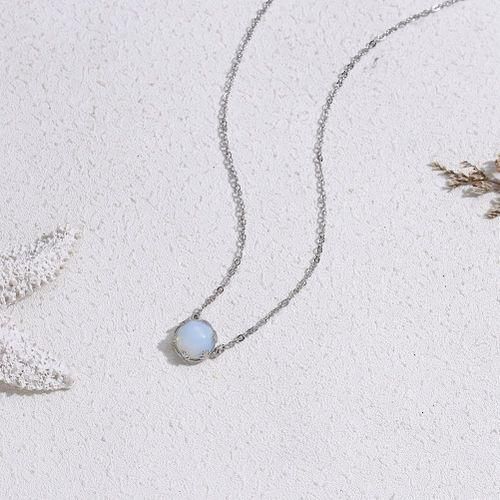All-Match Jewelry Beautiful Moonstone Necklace, Round Blue