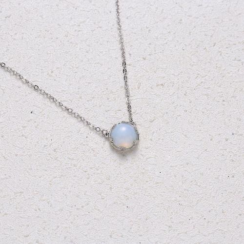 All-Match Jewelry Beautiful Moonstone Necklace, Round Blue