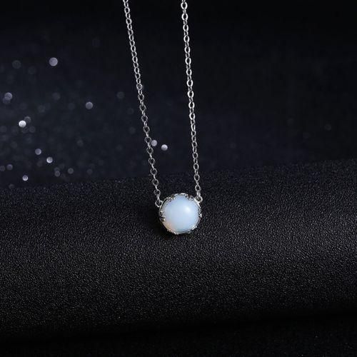 All-Match Jewelry Beautiful Moonstone Necklace, Round Blue