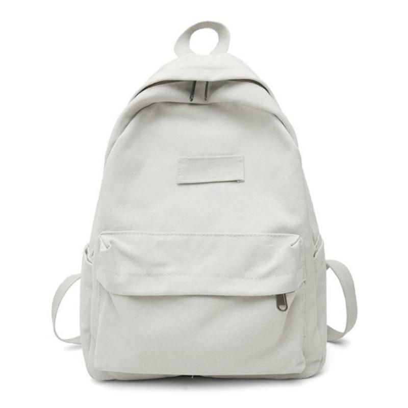 Canvas Women Backpack Casual School Travel Backpack White