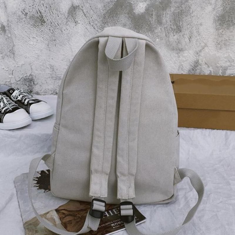 Canvas Women Backpack Casual School Travel Backpack White