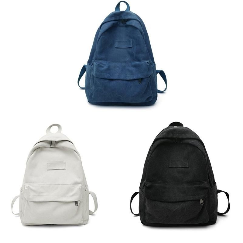 Canvas Women Backpack Casual School Travel Backpack White
