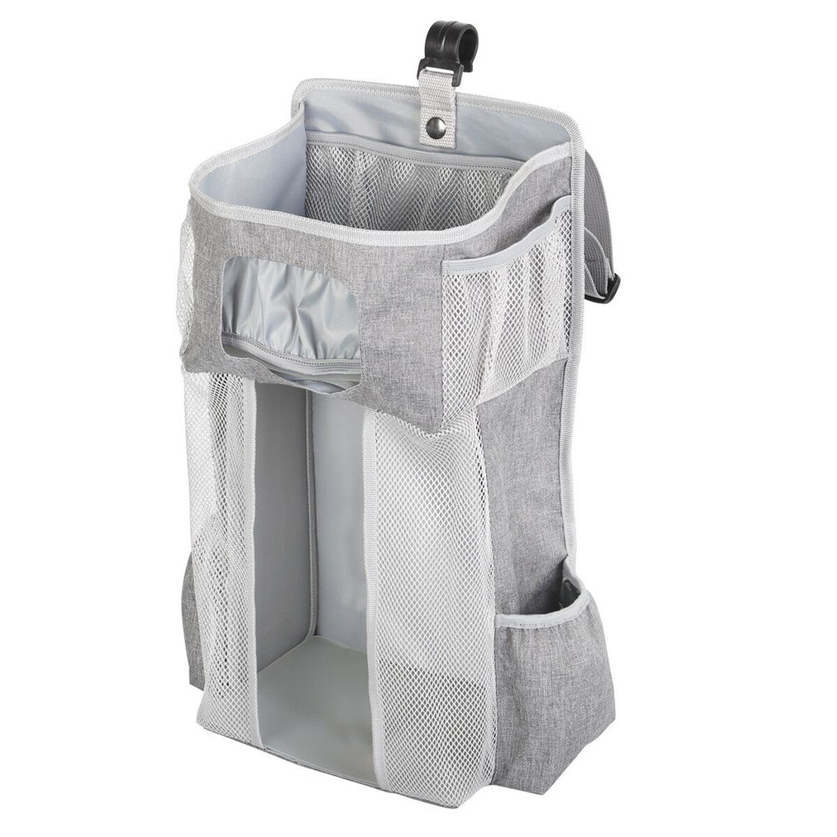 Baby Crib Cot Bed Storage Bag Hanging Pocket Diaper Nappy Clothes Organizer Bag Grey
