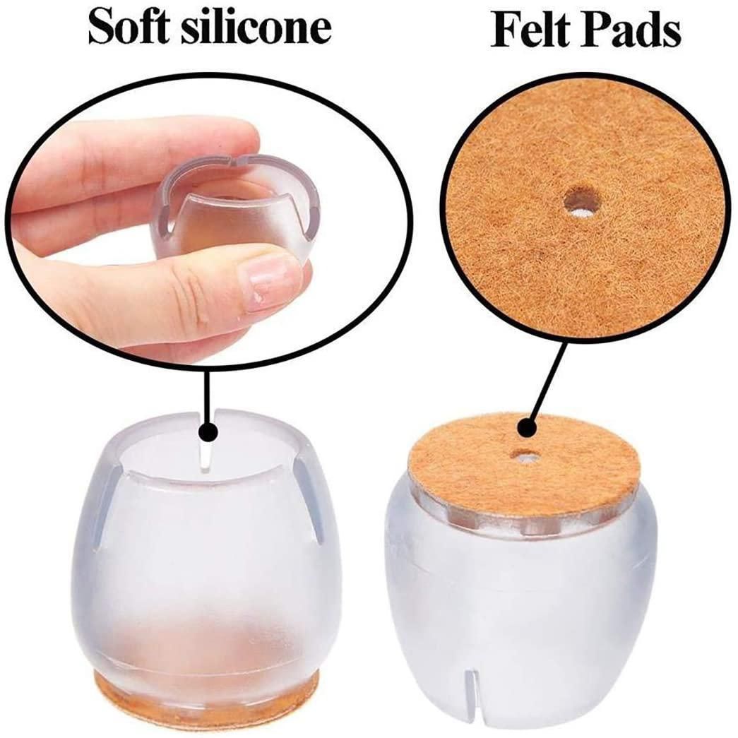 Chair Leg Floor Protectors 32Pcs Transparent Clear Silicone Chair Leg Caps Furniture Sliders for Hardwood Floors