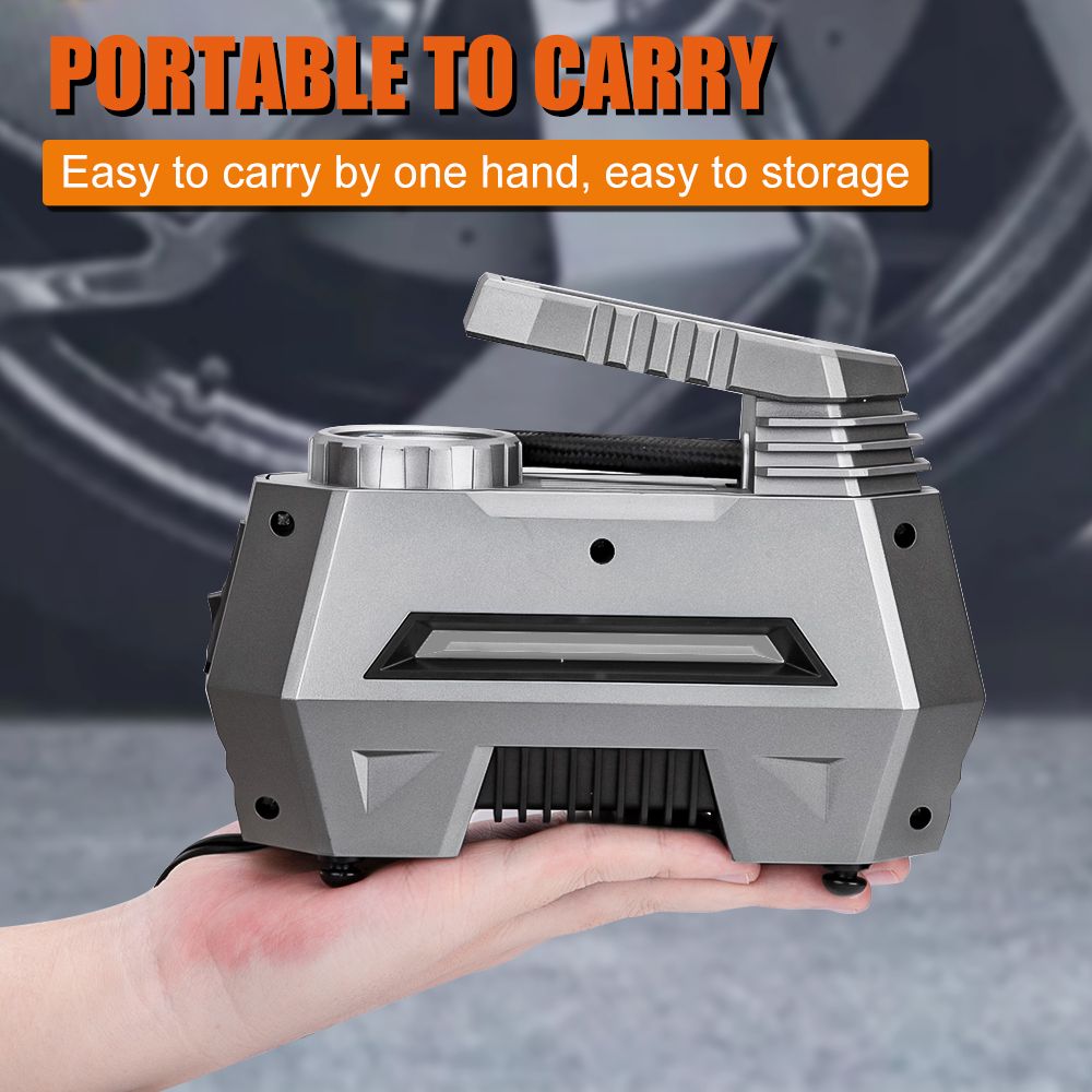 DC 12V Car Air Pump Electrical Portable Tire Inflatable Pump Mini Auto Compressor For Car Motorcycle Tyre Digital With LED Light