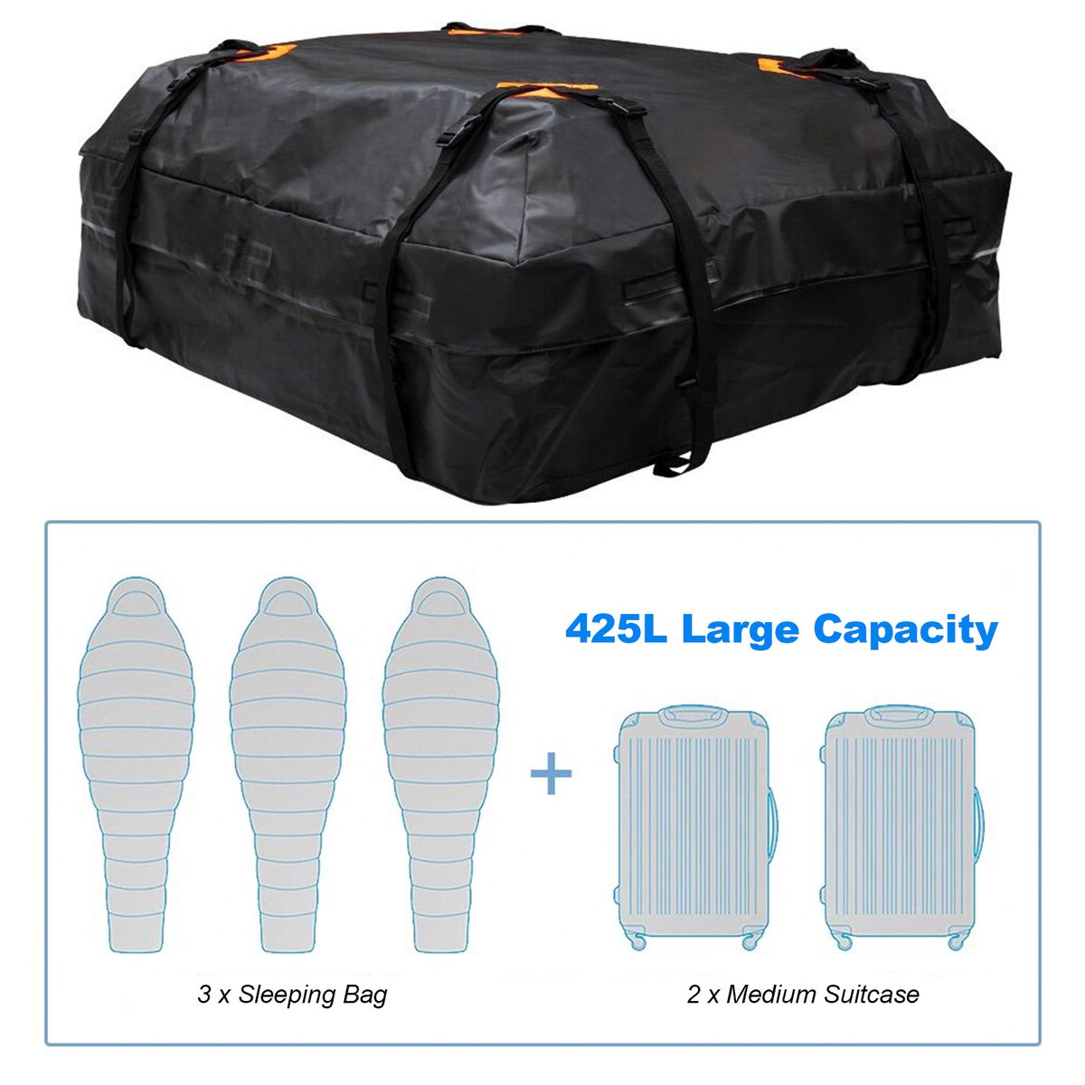 600D Waterproof Cargo Bag Car Roof Cargo Carrier Universal