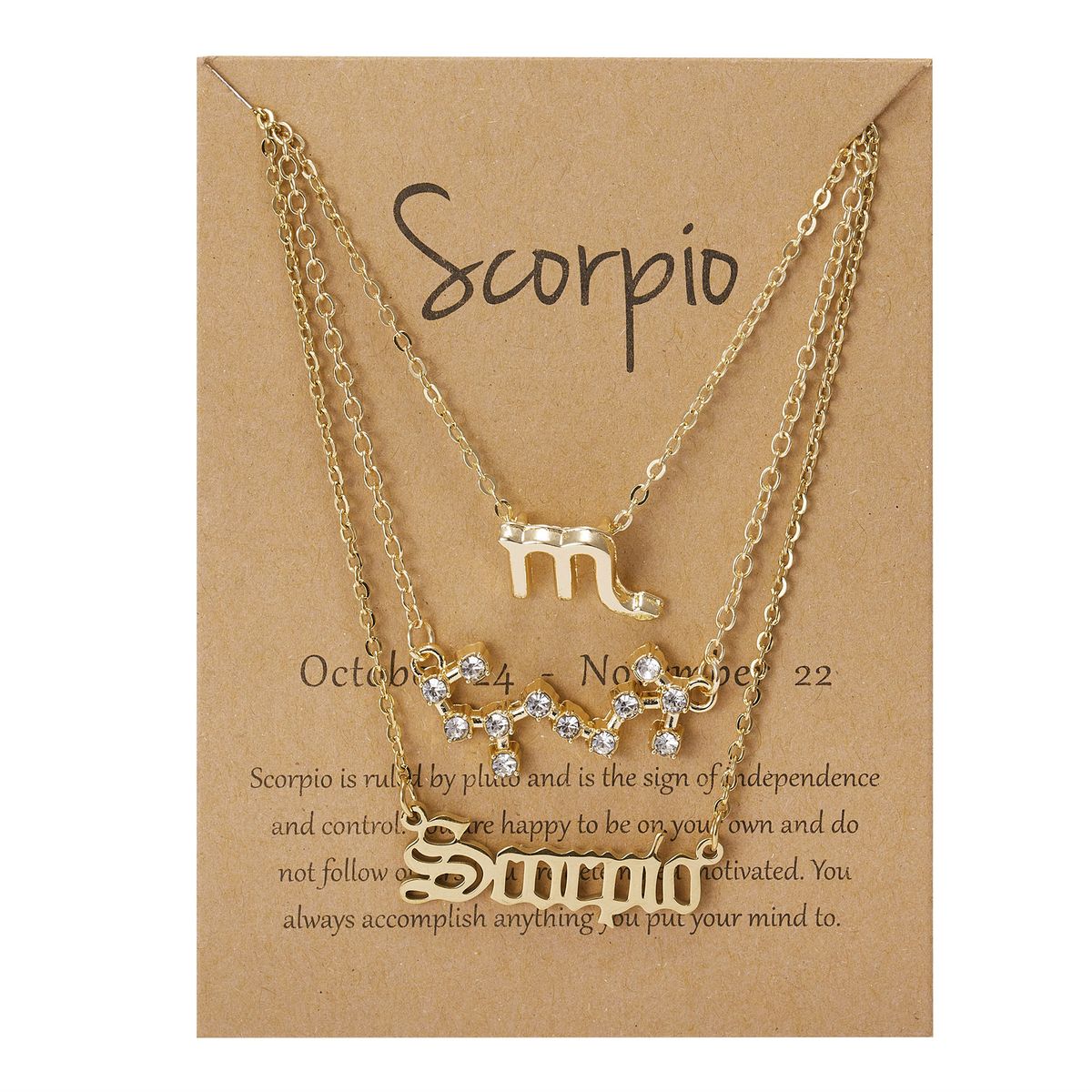Twelve Constellations Symbol Starry Sky Pendant Necklace Scorpio Golden