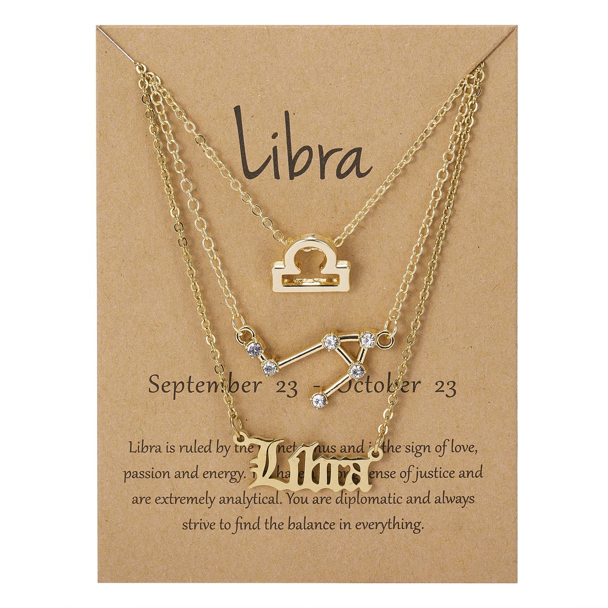 Twelve Constellations Symbol Starry Sky Pendant Necklace Libra Gold
