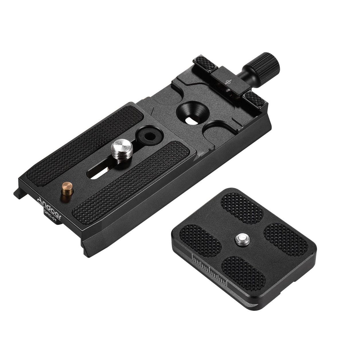 Andoer QRC-01 Quick Release Plate QR Plate Aluminum Alloy with 1/4 Inch & 3/8 Inch Screws Compatibel with Manfrotto 501HDV/701HDV/503HDV/577/519/561/Q5