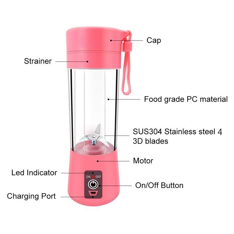 (Purple)Portable Fruit Juicer USB Charging Electric Handheld Smoothie Maker Blender Stirring Rechargeable Mini Portable Juice Cup Water DON