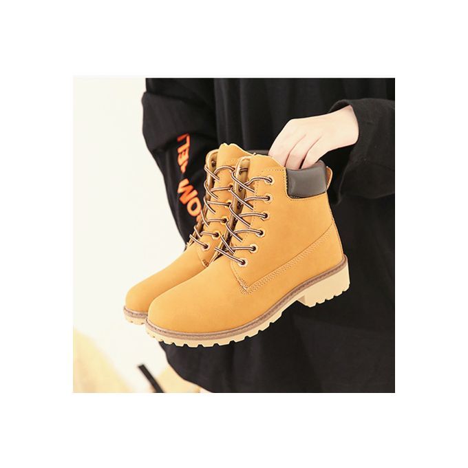 Women Shoes Martin Boots Shoes Ladies Shoes PU Leather Boots Yellow