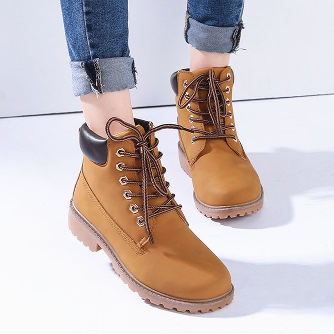Women Shoes Martin Boots Shoes Ladies Shoes PU Leather Boots Yellow