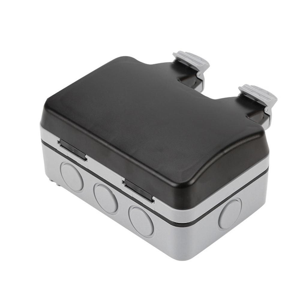 IP66 Weatherproof Waterproof Outdoor Wall Power Socket 16A Double Electrical Sockets Grounded AC 110-220V