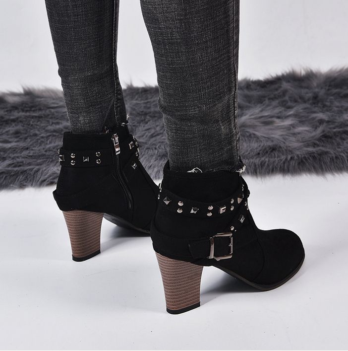 New Women Lady Fashion Sexy High Heel Platform Chunky Martin Boots