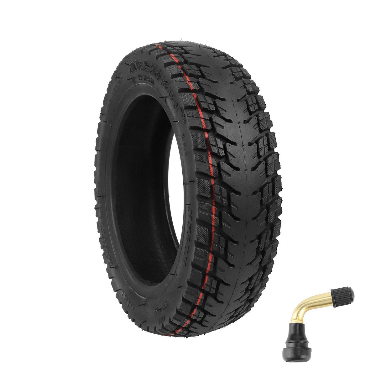 Ulip 10x2.5 Tubeless Tire 60/85-6 Off-Road Vacuum Tire 10 Inch Electric Scooter Tire Explosion-Proof Inflatable Rubber Tyre with Nozzle