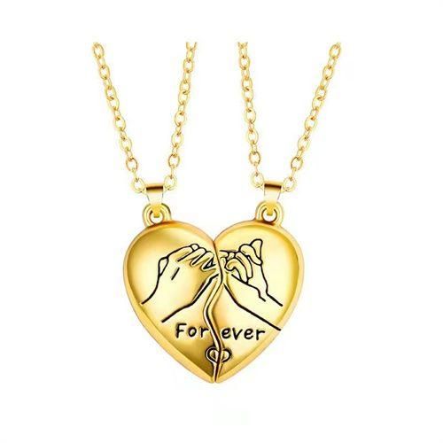 1 Pair Of Pull Hook Heart-shaped Magnetic Couple Necklace