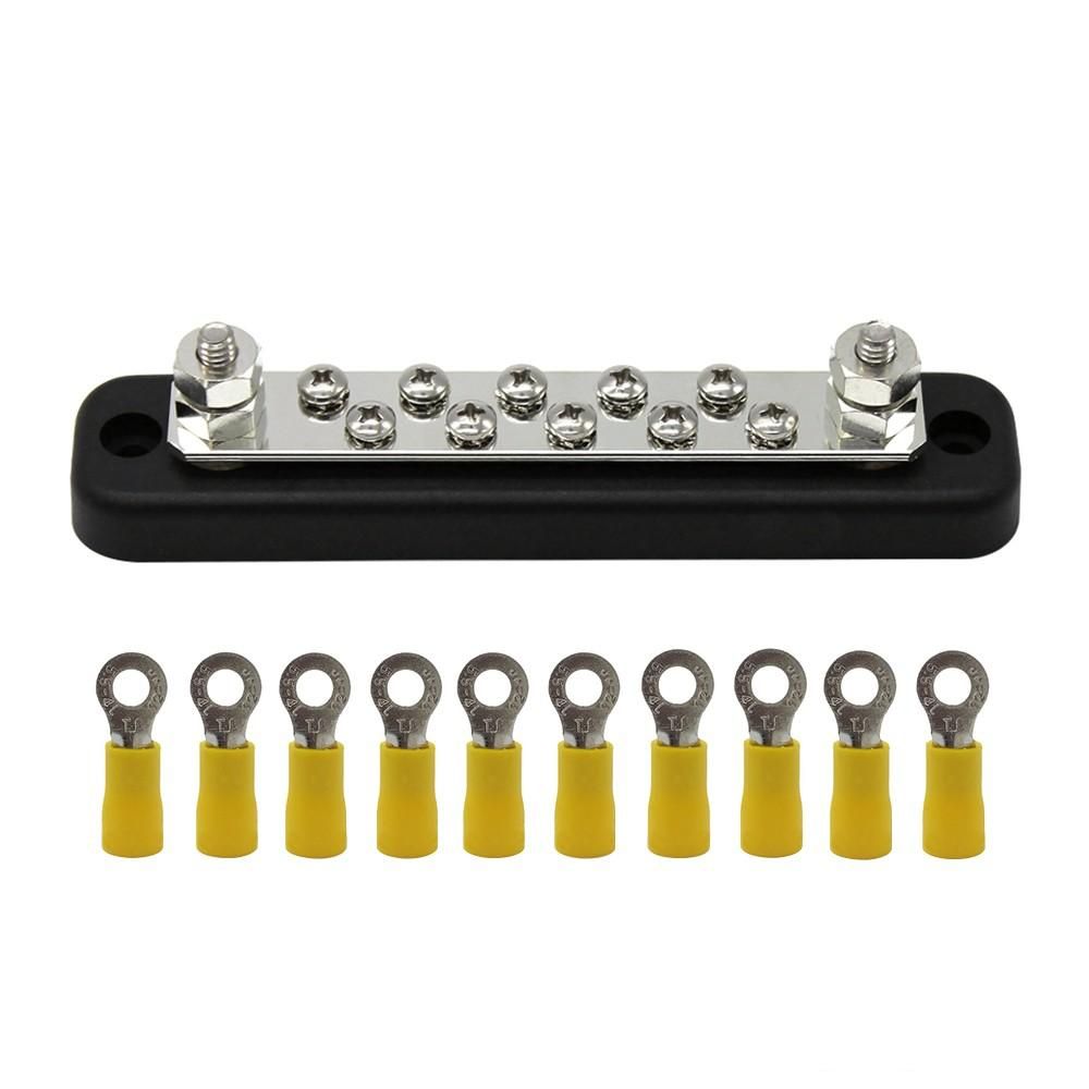 10 Screw Terminal Ground Distribution Block kits Line Buss Bar DC 150A  AC 130A