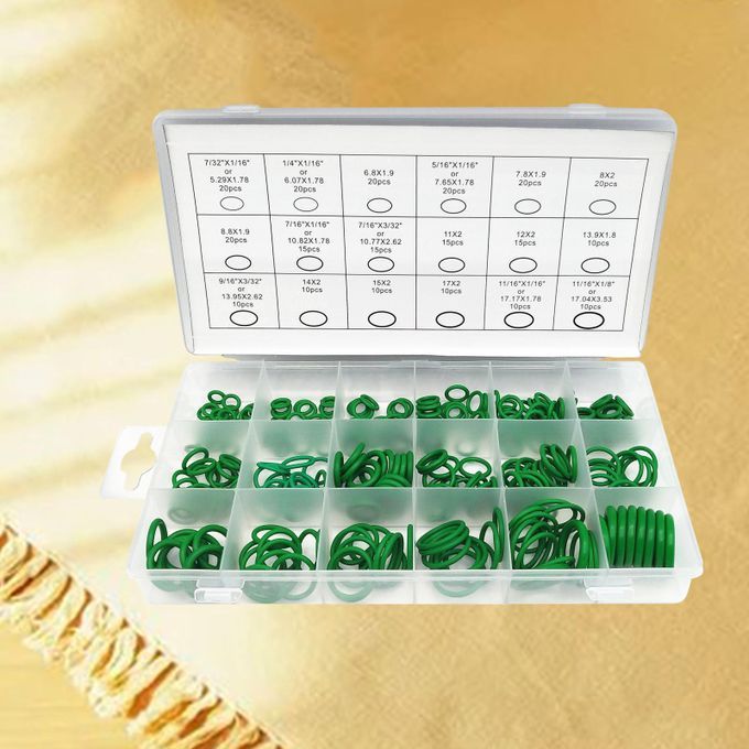 270-pack Green Rubber Seal O-Ring Washer Assortment Kit With Case