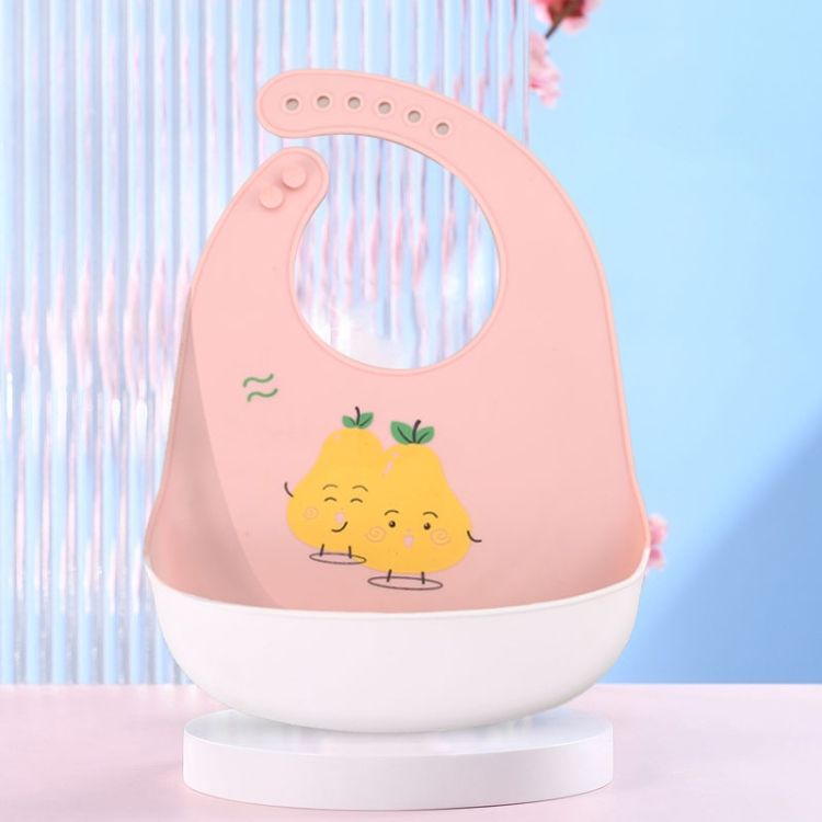 Baby Waterproof Silicone Bib, Pattern:  Pear Brothers
