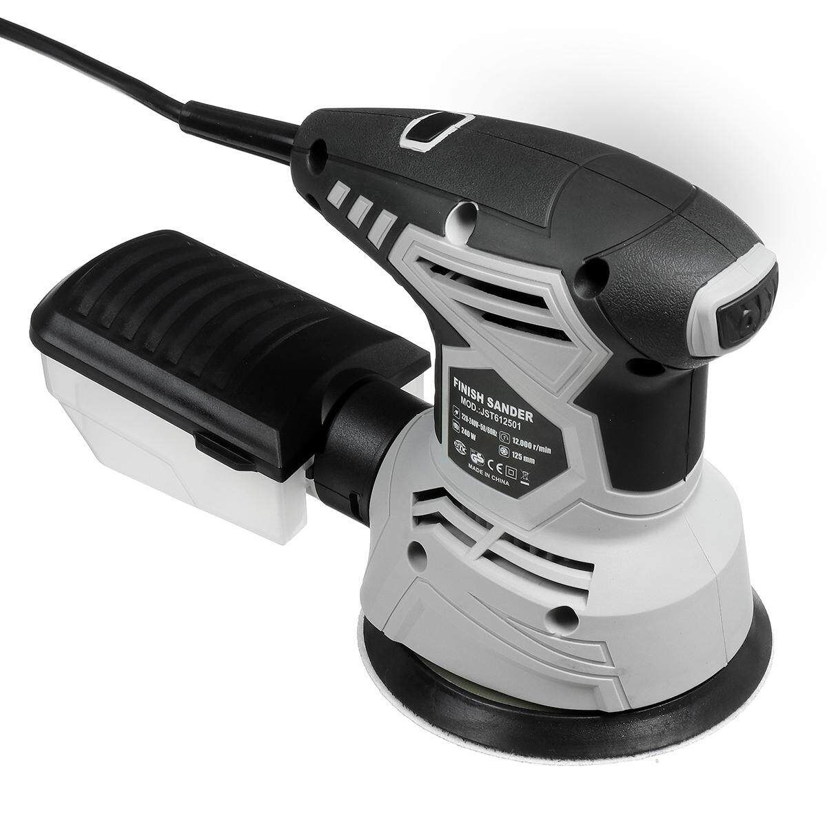 250W 125mm (5") Electric Palm Sander Random Orbital Belt Sander Sanding Tool DIY White