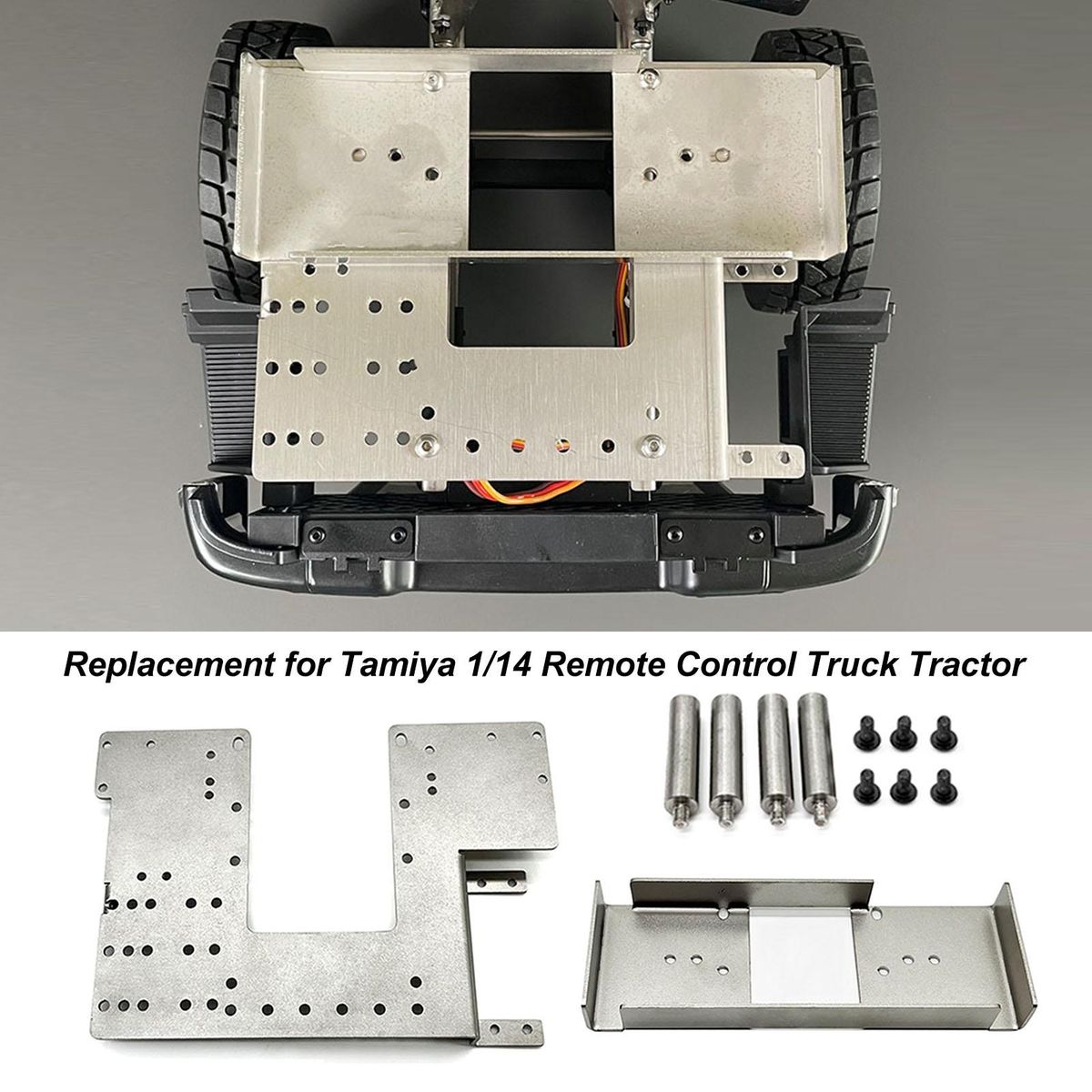Stainless Steel Second Floor Plate Upper Plate Battery Mount Plate Replacement for Tamiya 1/14 Remote Control Truck Tractor Car Upgrades Parts