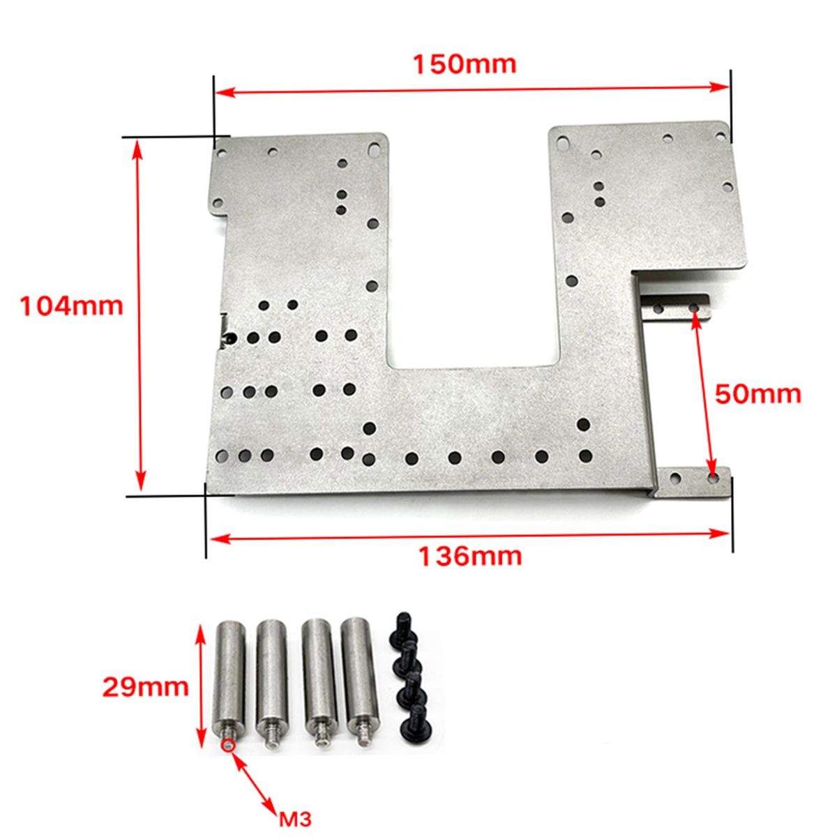 Stainless Steel Second Floor Plate Upper Plate Battery Mount Plate Replacement for Tamiya 1/14 Remote Control Truck Tractor Car Upgrades Parts