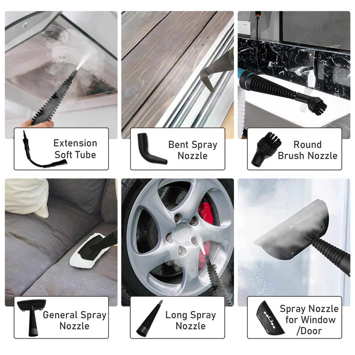 Handheld Steam Cleaner 1050W High Temperature Pressurized Steam Cleaning Tool with 9PCS Accessory Portable Multifunction Steamer for Kitchen Sofa Bathroom Car Window