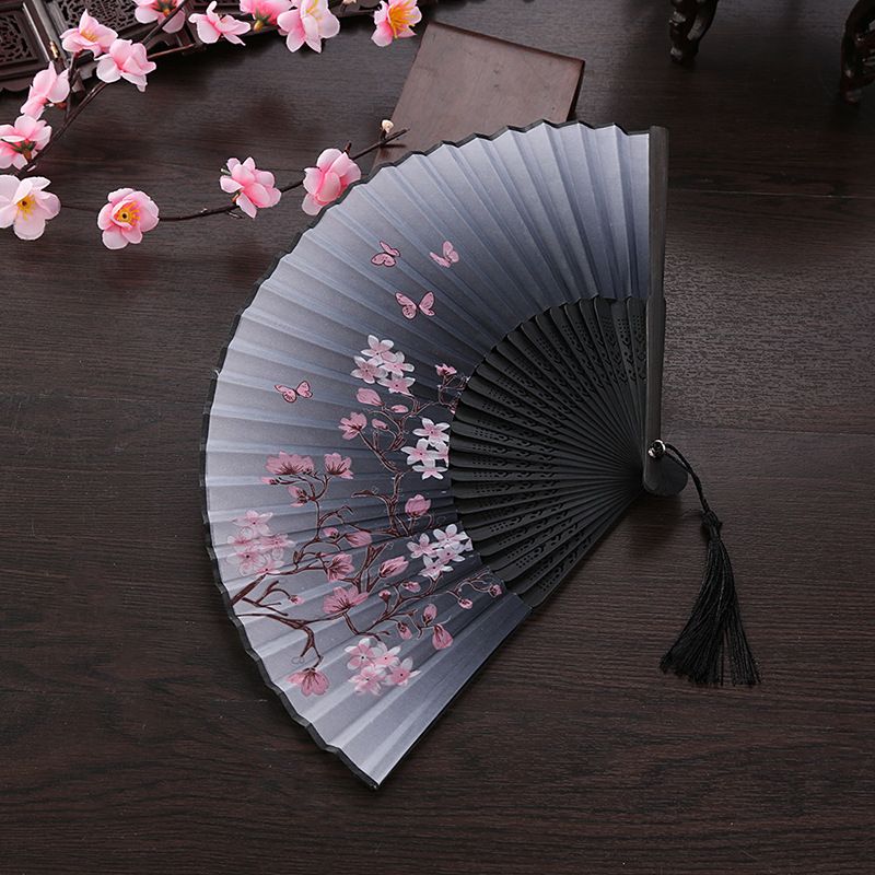 Blossom Sakura For Butterfly Folding Elegant Fan Summer Japanese Fan Ancient Vintage Style Decor With Fan Hand Peach 1pcs Floral