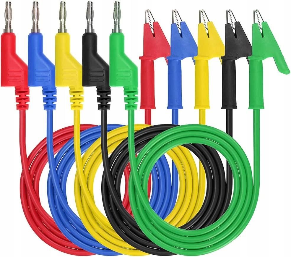 Multimeter Banana Plug to Alligator Clip Test Probe 5PCS 4mm Probe Lead Cable 1M