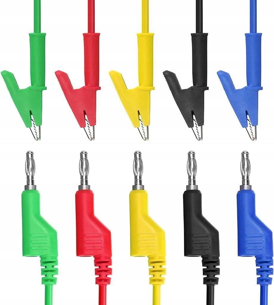 Multimeter Banana Plug to Alligator Clip Test Probe 5PCS 4mm Probe Lead Cable 1M