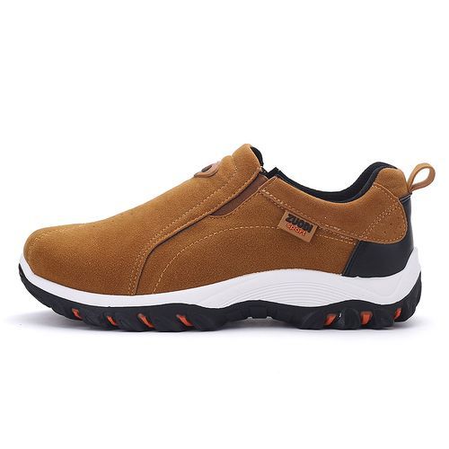 High-quality Men Hiking Shoes Big Size 39-48 Suede Leather Slip On Sneakers Anti-Slip Outdoor Trekking Travel Footwear Mountain Shoes Brown