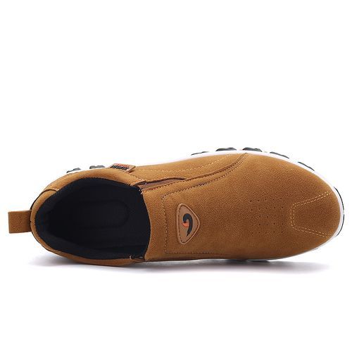 High-quality Men Hiking Shoes Big Size 39-48 Suede Leather Slip On Sneakers Anti-Slip Outdoor Trekking Travel Footwear Mountain Shoes Brown
