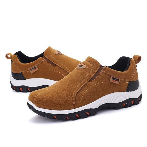 High-quality Men Hiking Shoes Big Size 39-48 Suede Leather Slip On Sneakers Anti-Slip Outdoor Trekking Travel Footwear Mountain Shoes Brown