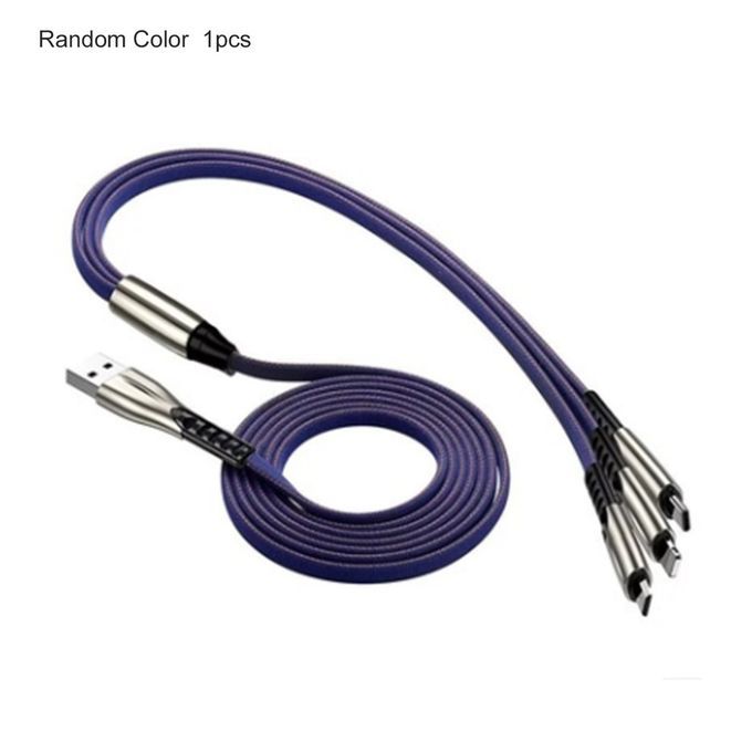 2.4A Shark Fin One-to-three Data  Able Zin  Alloy Three-in-one  Harging  Able-Three Colors Optional-length: 1.2m