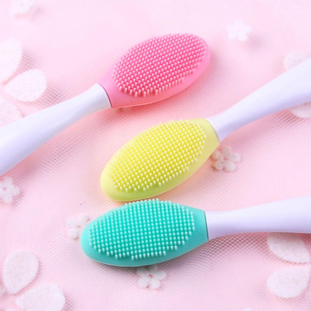Double-Sided Lip Brush Tool Dry Skin Cleansing Massager Skin Care Pink