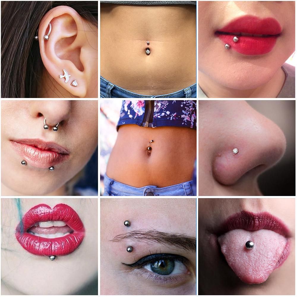 41pcs Body Piercing Jewelry Kit Nose Tragus Belly Tongue Lip Needles Piercing Bar Ring Stainless Steel Jewelry Tool