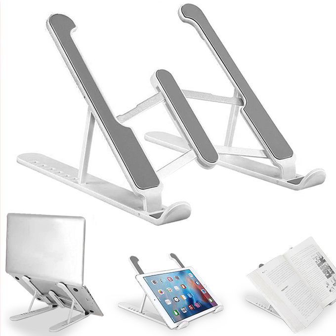 Plastic Foldable Adjustable Stand Holder For Laptop White