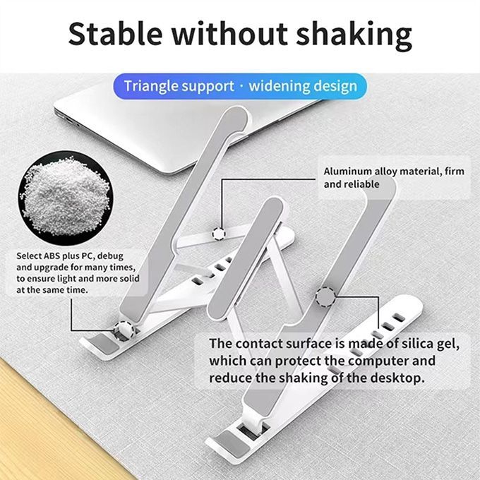 Plastic Foldable Adjustable Stand Holder For Laptop White