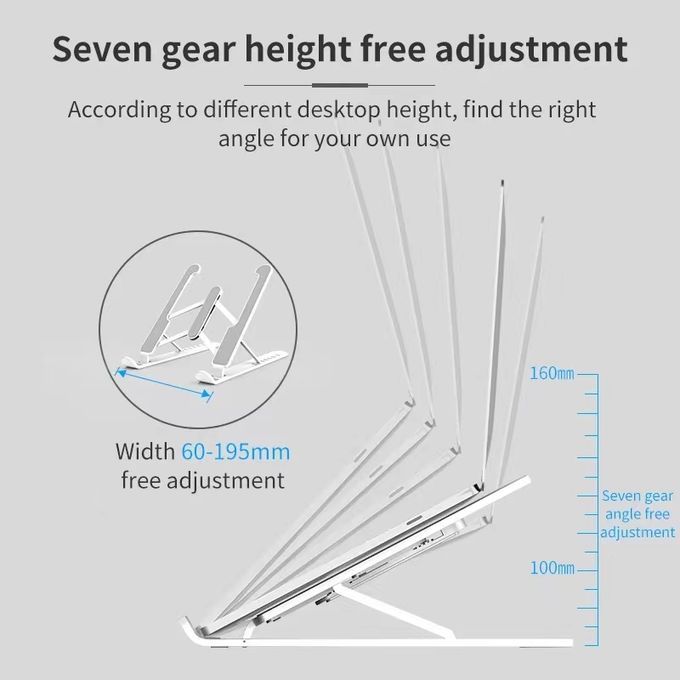 Plastic Foldable Adjustable Stand Holder For Laptop White