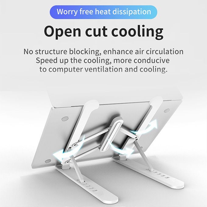 Plastic Foldable Adjustable Stand Holder For Laptop White