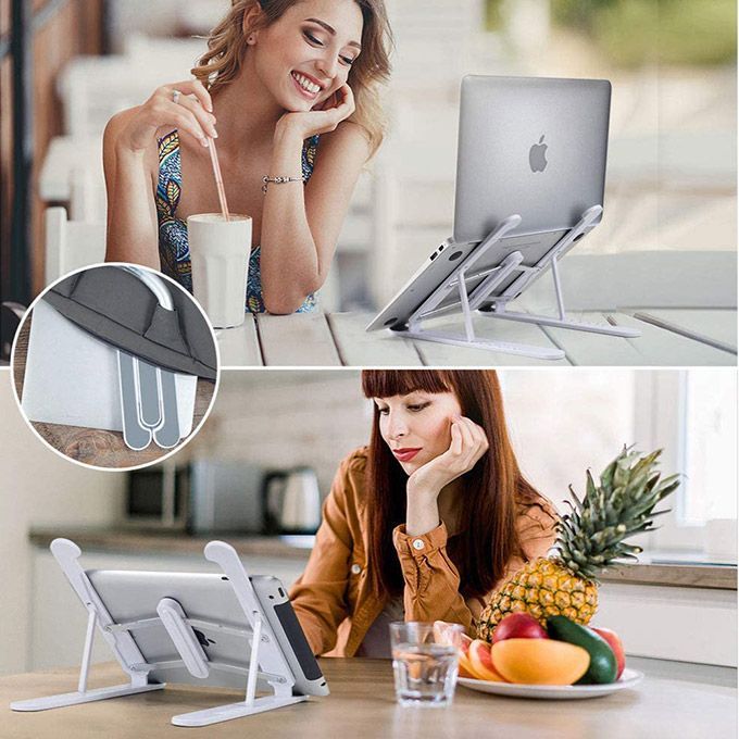 Plastic Foldable Adjustable Stand Holder For Laptop White