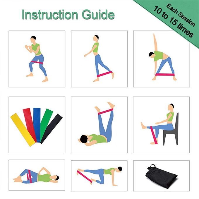5 IN 1 Resistance Bands Fitness Set Rubber Loop Bands Strength Training Elastic Bands