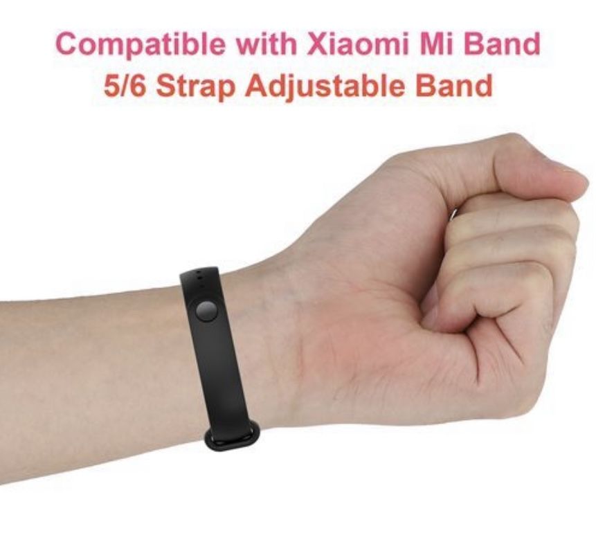 Replacement Strap For Xiaomi Mi Band 5/6, Silicone BLACK