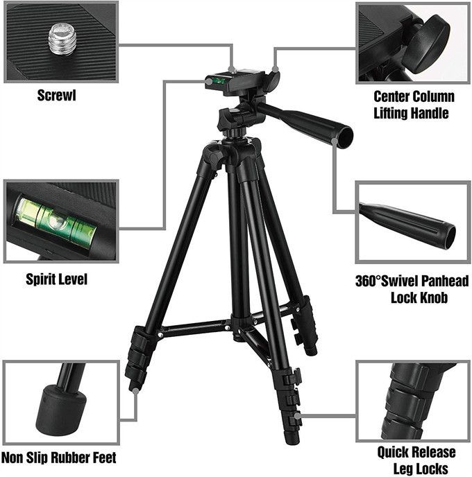 Aluminum Travel Tripod For Camera Phone Mount Flexible Lightweight Tripod Light Stand Photography For Field Youtube Phone
